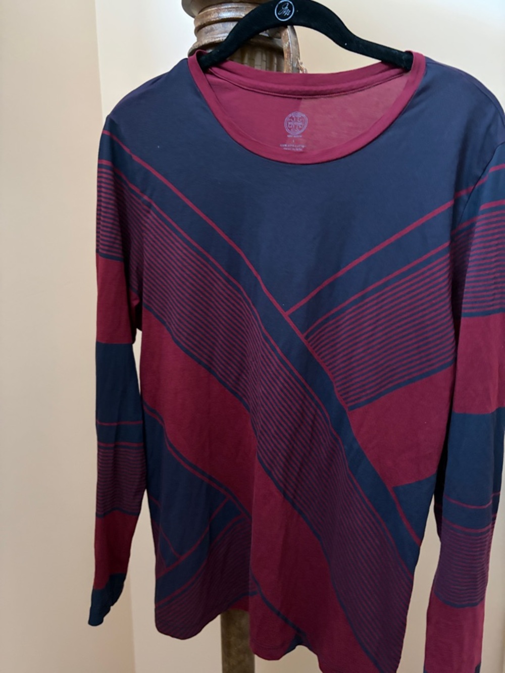 Tory Burch Burgundy and Navy Long Sleeve Tee